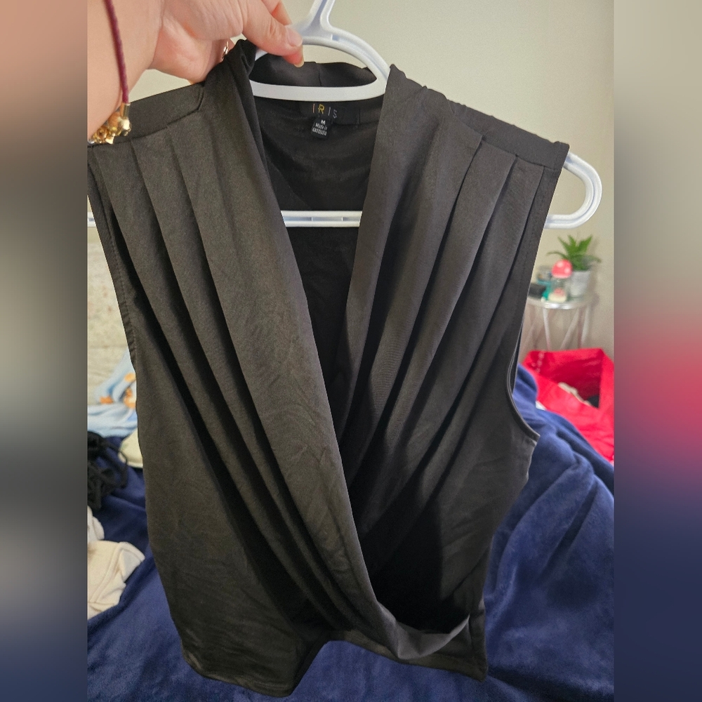 Iris Elegant Black Draped Blouse - image 1